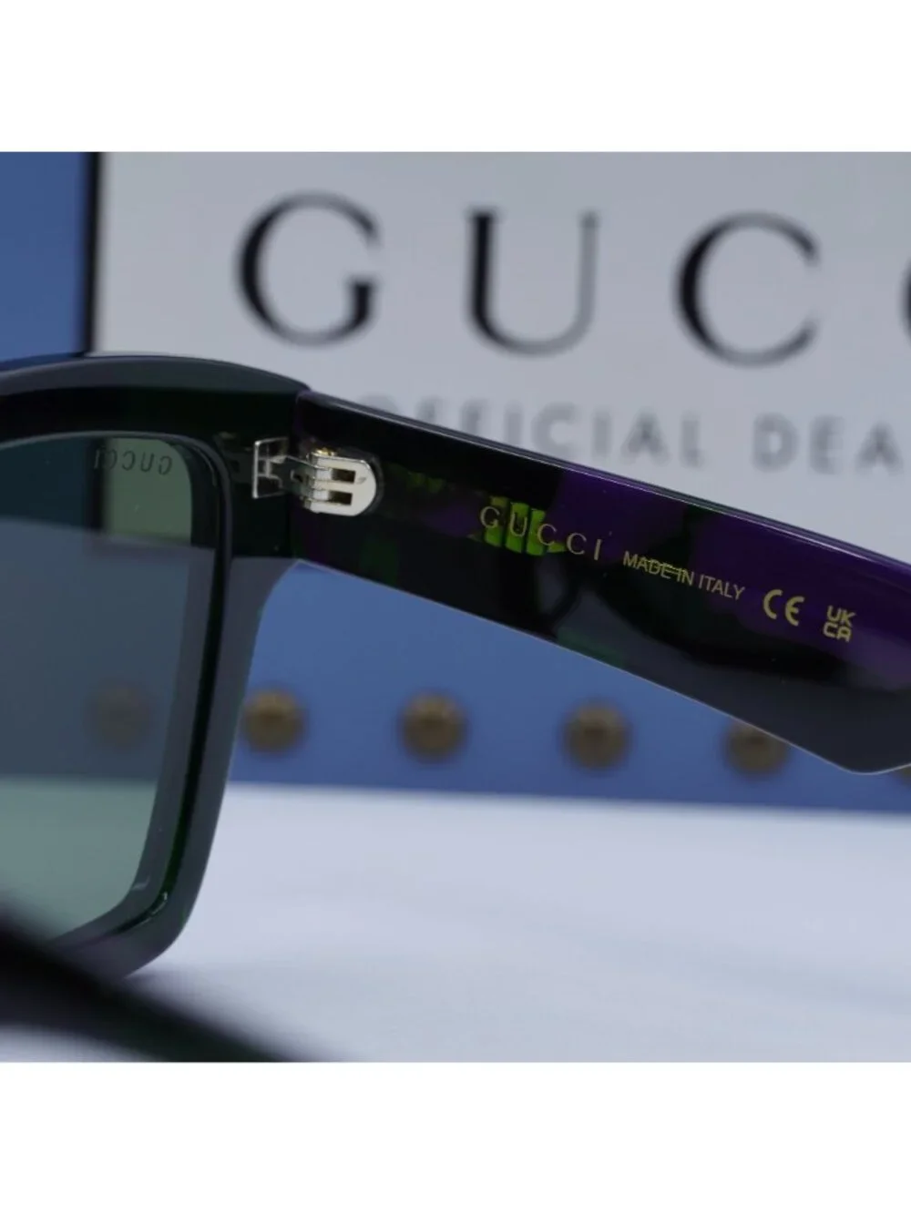 Gucci GG0962S 014 Square Unisex Sunglasses - Purple / Green